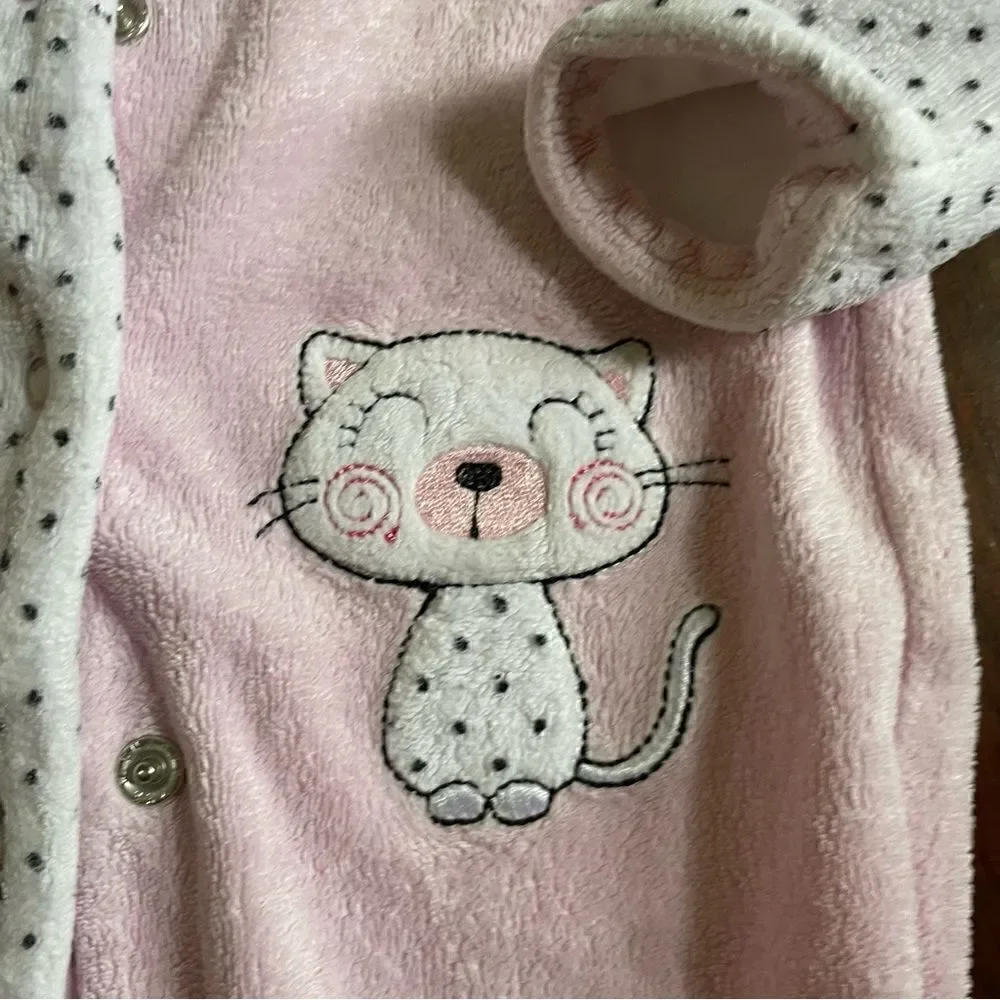 Absorba Baby Girl 3 Piece Outfit Pink Kitty Cat Dress Size 3 Months